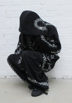 OMEN RHINESTONE ZIP HOODIE BLACK
