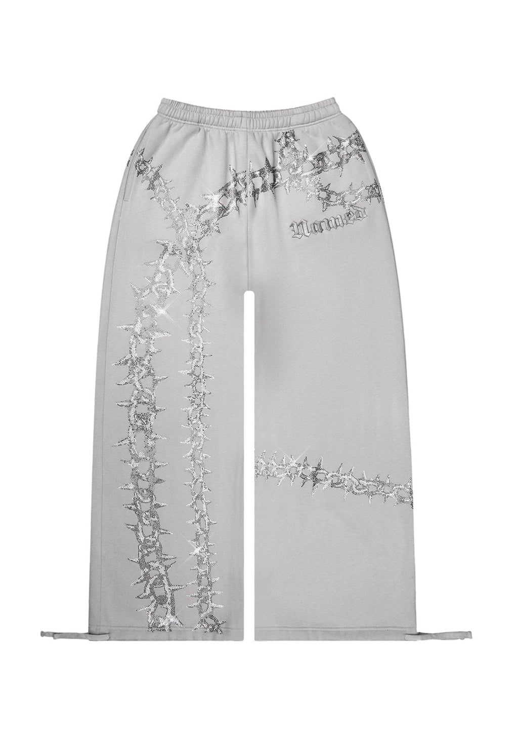 PANTALON DE JOGGING OVERSIZE À STRASS OMEN GRIS FUMÉ