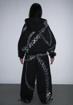 OMEN RHINESTONE ZIP HOODIE BLACK