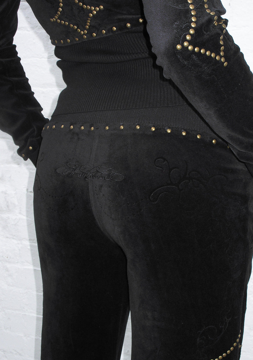 PANTALON DE JOGGING EN VELOURS À CLOUS REBEL NOIR