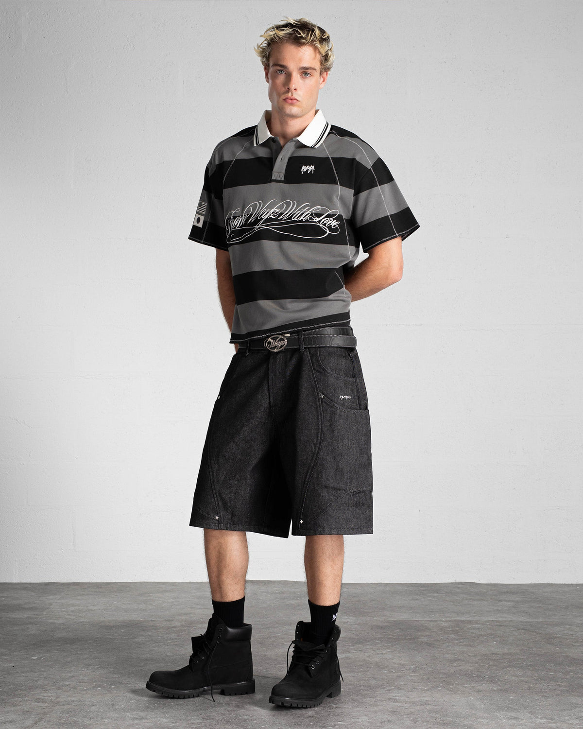 "RIFT" DENIM RAW SHORT - BLACK