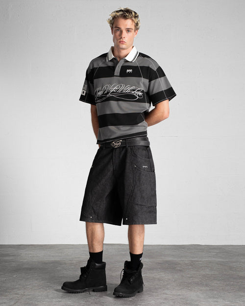 PANTALONCINI IN DENIM GREZZO "RIFT" - NERI