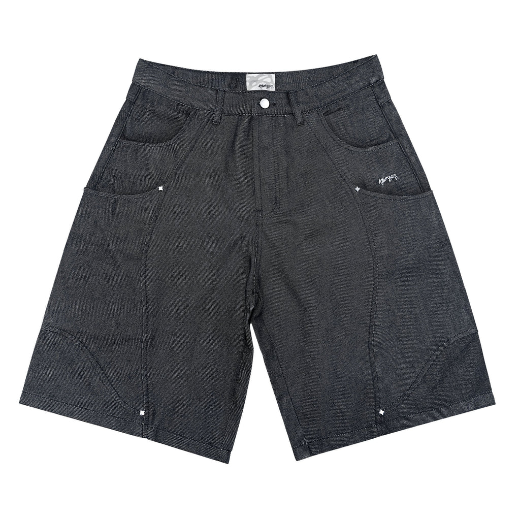 "RIFT" DENIM RAW SHORT - BLACK