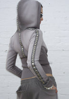 RUMOUR STUDDED FITTED ZIP HOODIE GRADIENT GREY