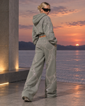 Sculpted Web Rhinestone Sweatpants — Cement Grey
