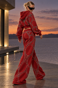 Sculpted Web joggingbroek met strass - karmijnrood
