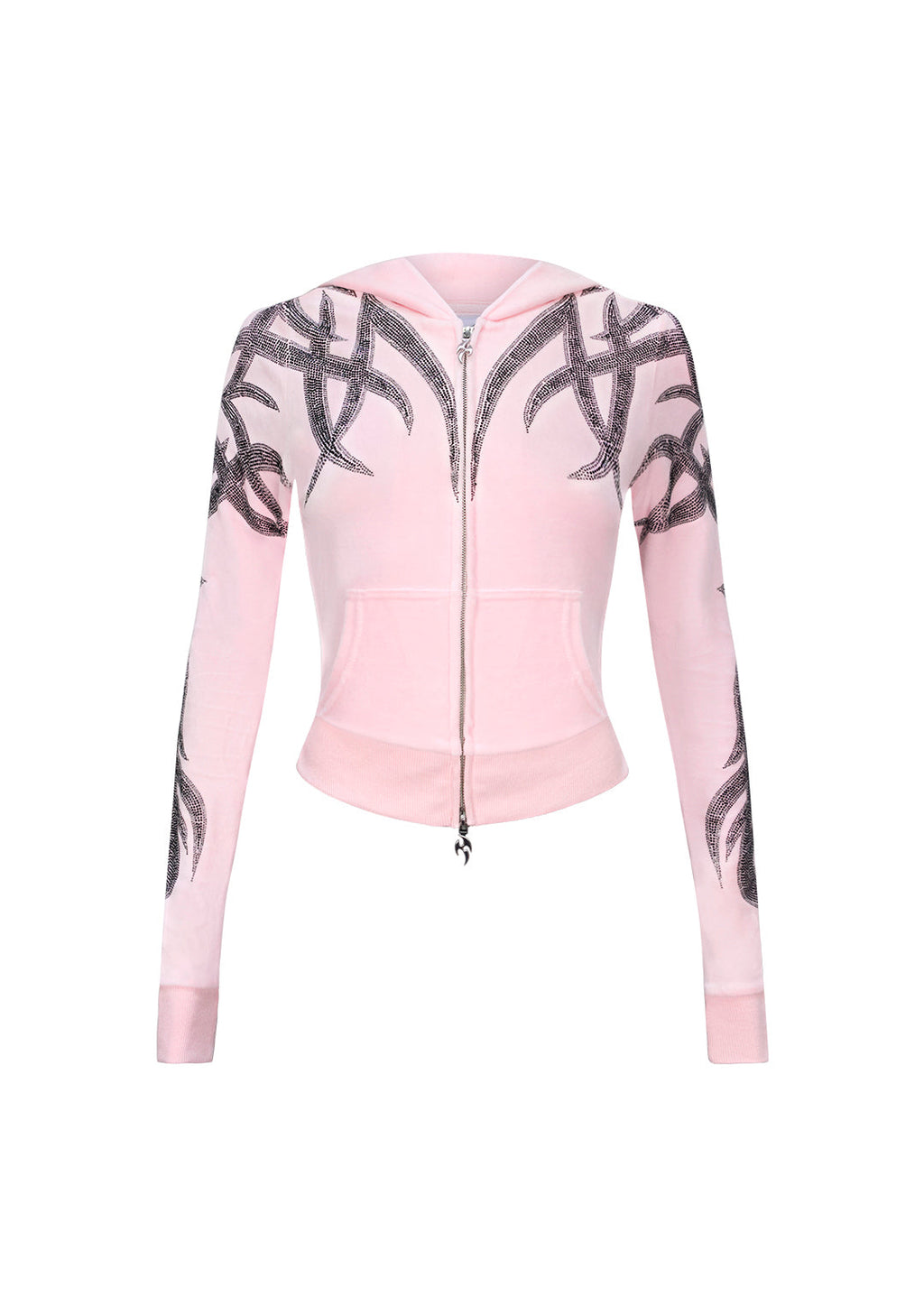 Felpa con cappuccio in velour con strass SIGNAL ROSA BABY