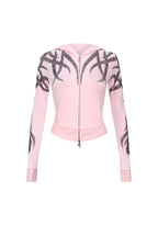 SIGNAL RHINESTONE VELOUR HOODIE BABY PINK