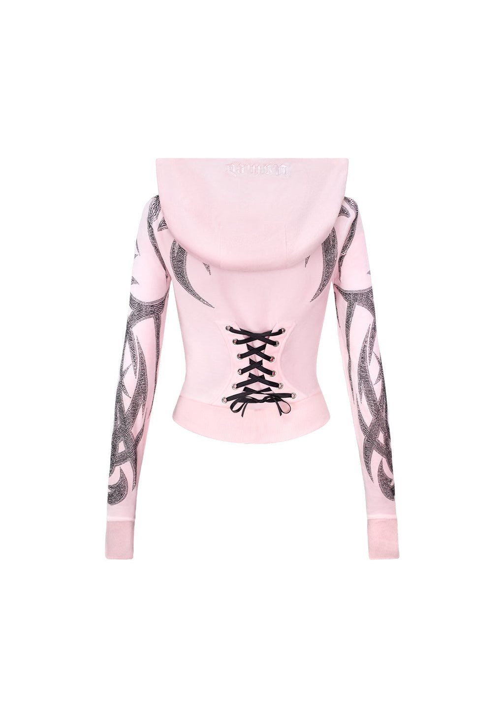 Felpa con cappuccio in velour con strass SIGNAL ROSA BABY