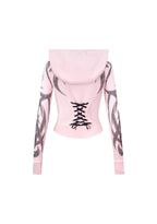 SIGNAL RHINESTONE VELOUR HOODIE BABY PINK