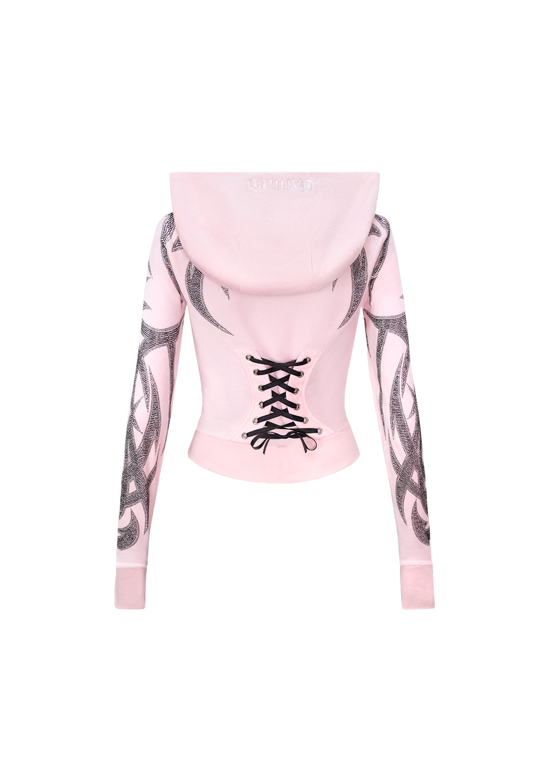 Felpa con cappuccio in velour con strass SIGNAL ROSA BABY