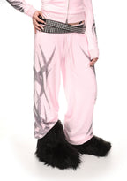 SIGNAL RHINESTONE VELOUR SWEATPANTS BABY PINK