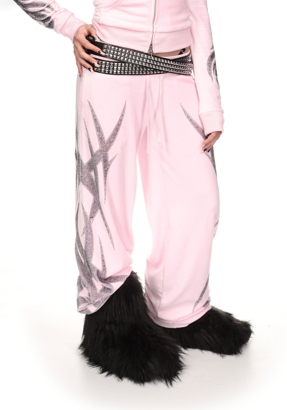 Pantaloni della tuta in velour con strass SIGNAL ROSA BABY