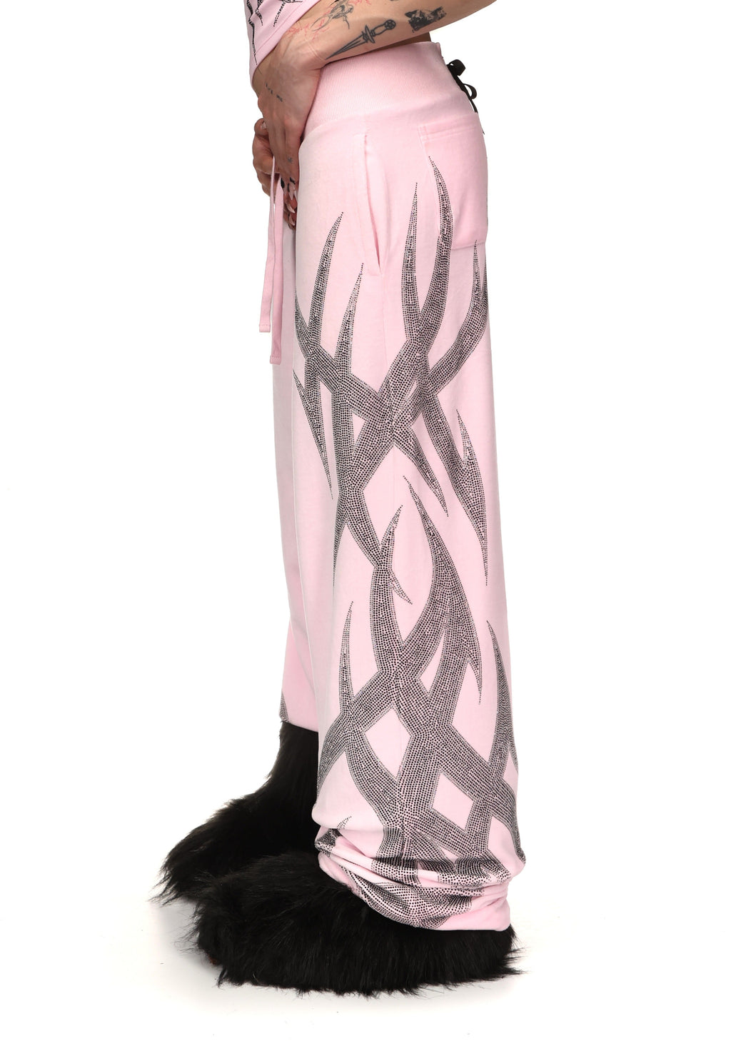 Pantaloni della tuta in velour con strass SIGNAL ROSA BABY