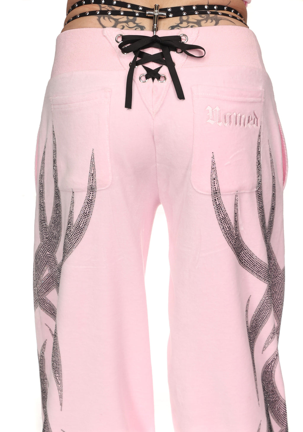 Pantaloni della tuta in velour con strass SIGNAL ROSA BABY
