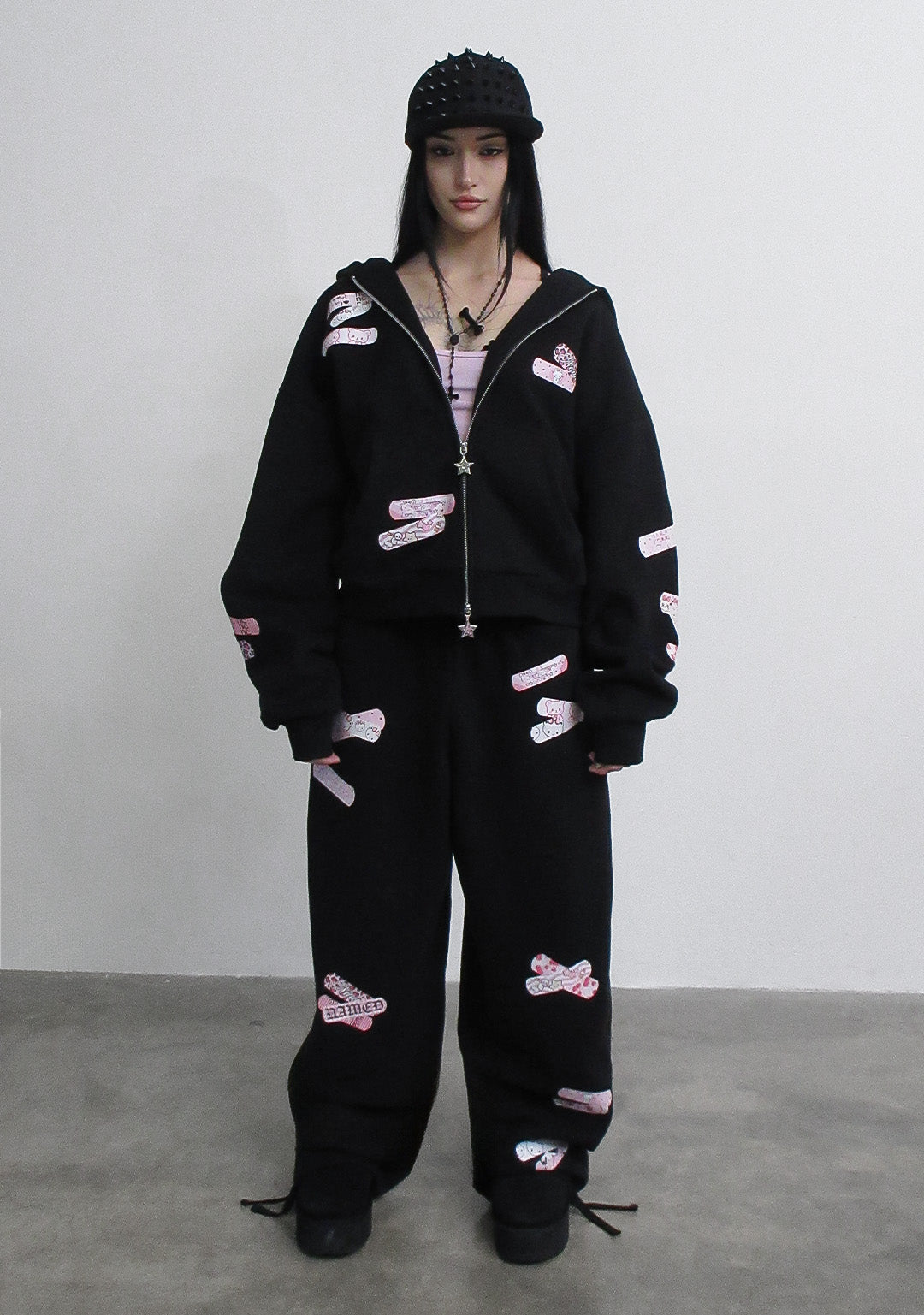 STITCH TEDDY OVERSIZED-JOGGINGHOSE SCHWARZ