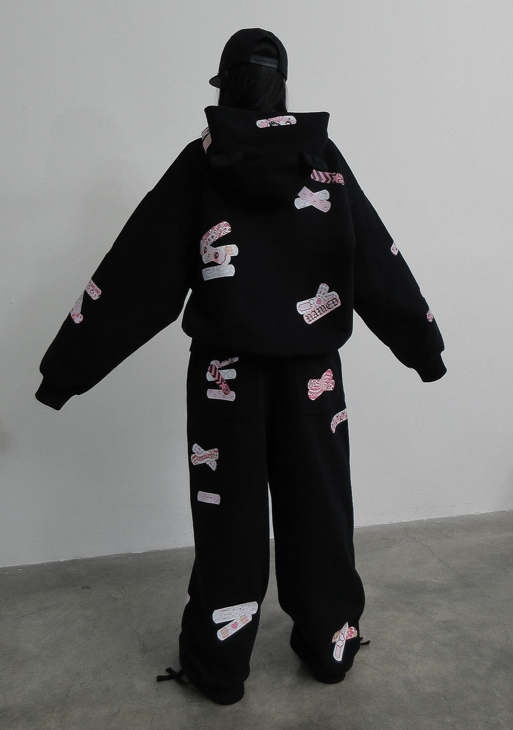 STITCH TEDDY OVERSIZED-JOGGINGHOSE SCHWARZ