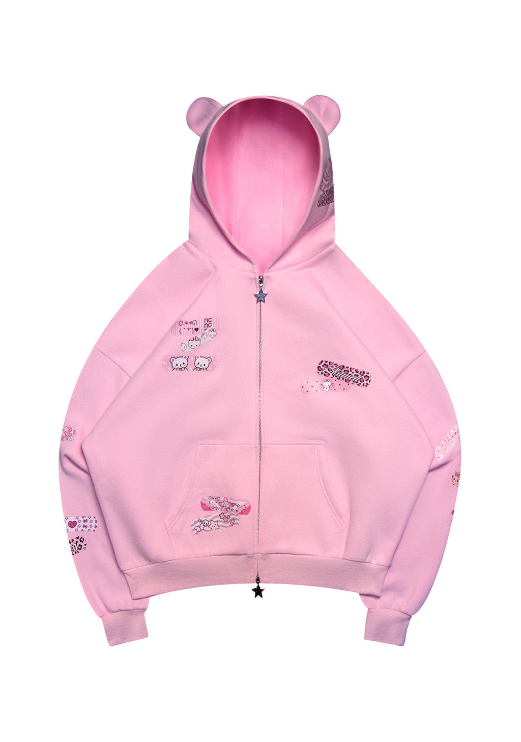 STITCH TEDDY-ZIP-HOODIE BABYROSA