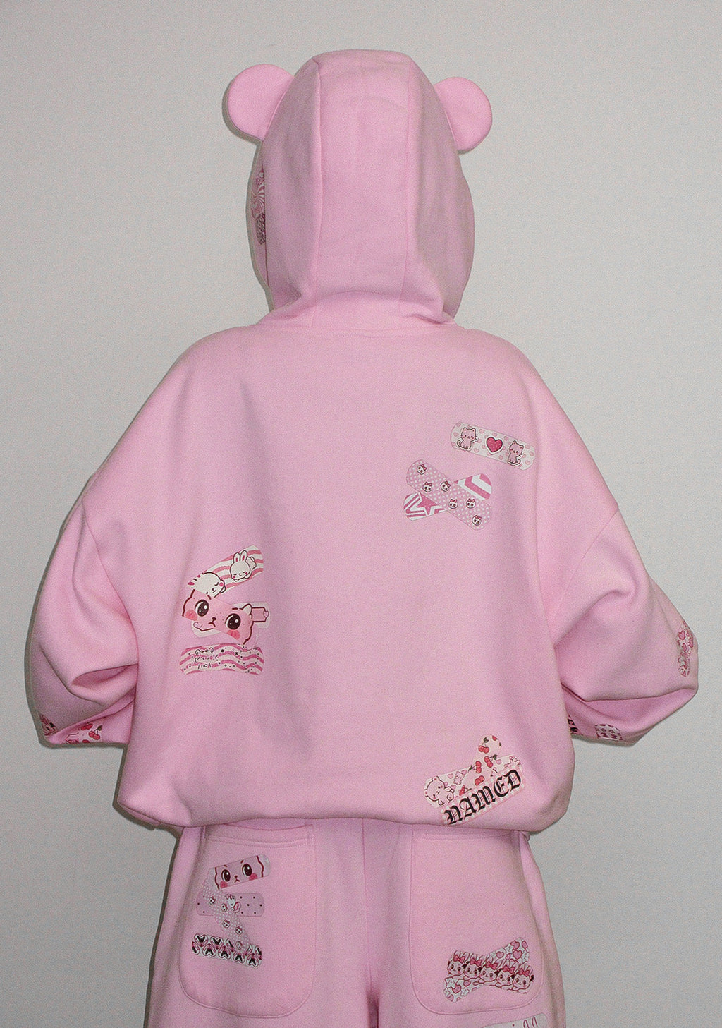 STITCH TEDDY-ZIP-HOODIE BABYROSA
