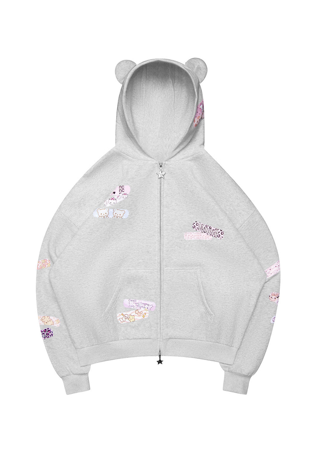 STITCH TEDDY ZIP-HOODIE WEISS MARLIERT