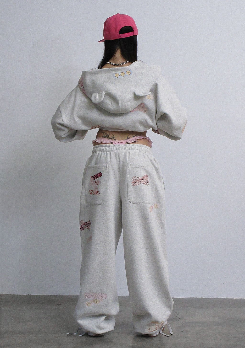 STITCH TEDDY ZIP-HOODIE WEISS MARLIERT