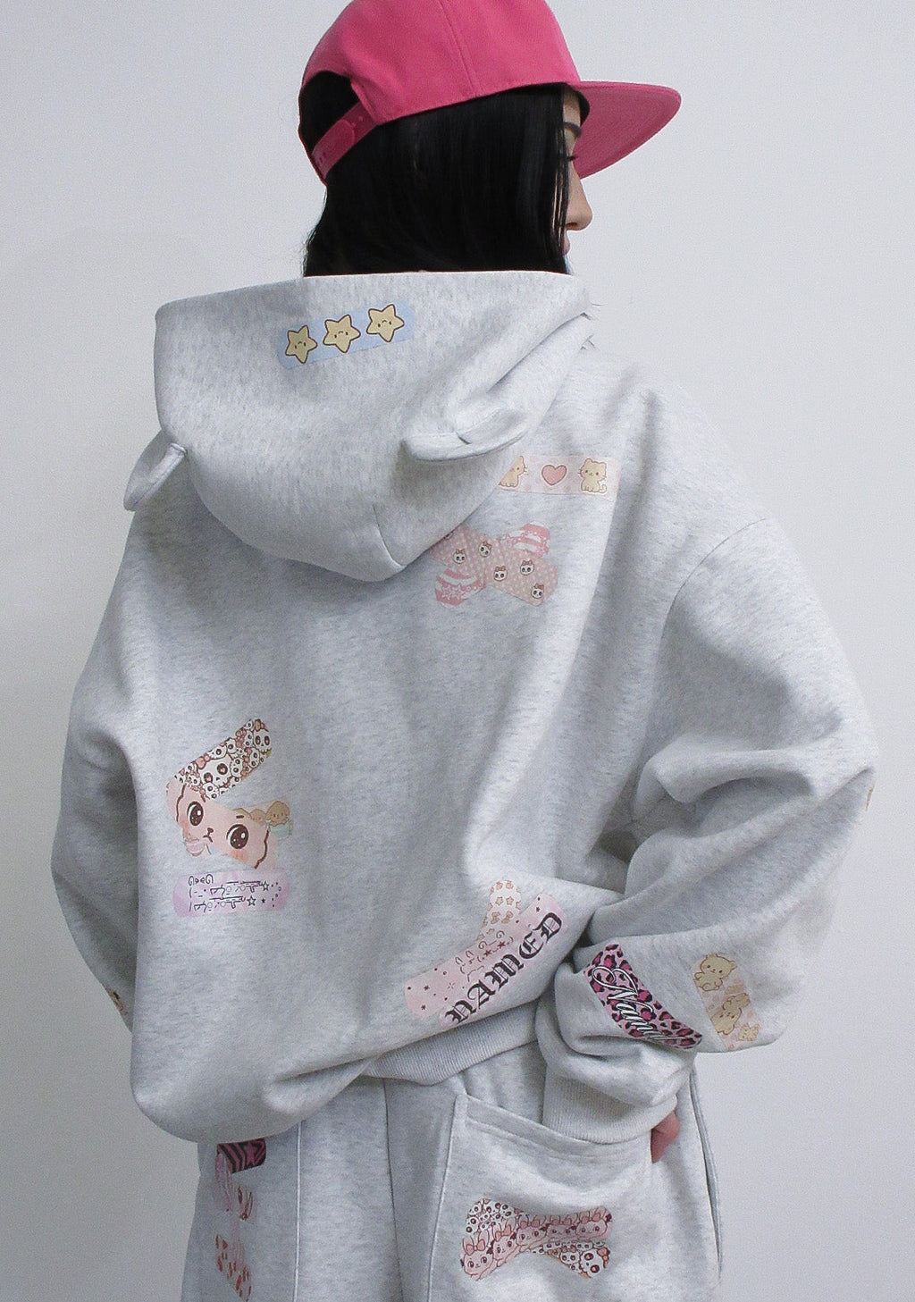 STITCH TEDDY ZIP-HOODIE WEISS MARLIERT