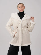 Faux Fur Lined Mid Length Rain Coat