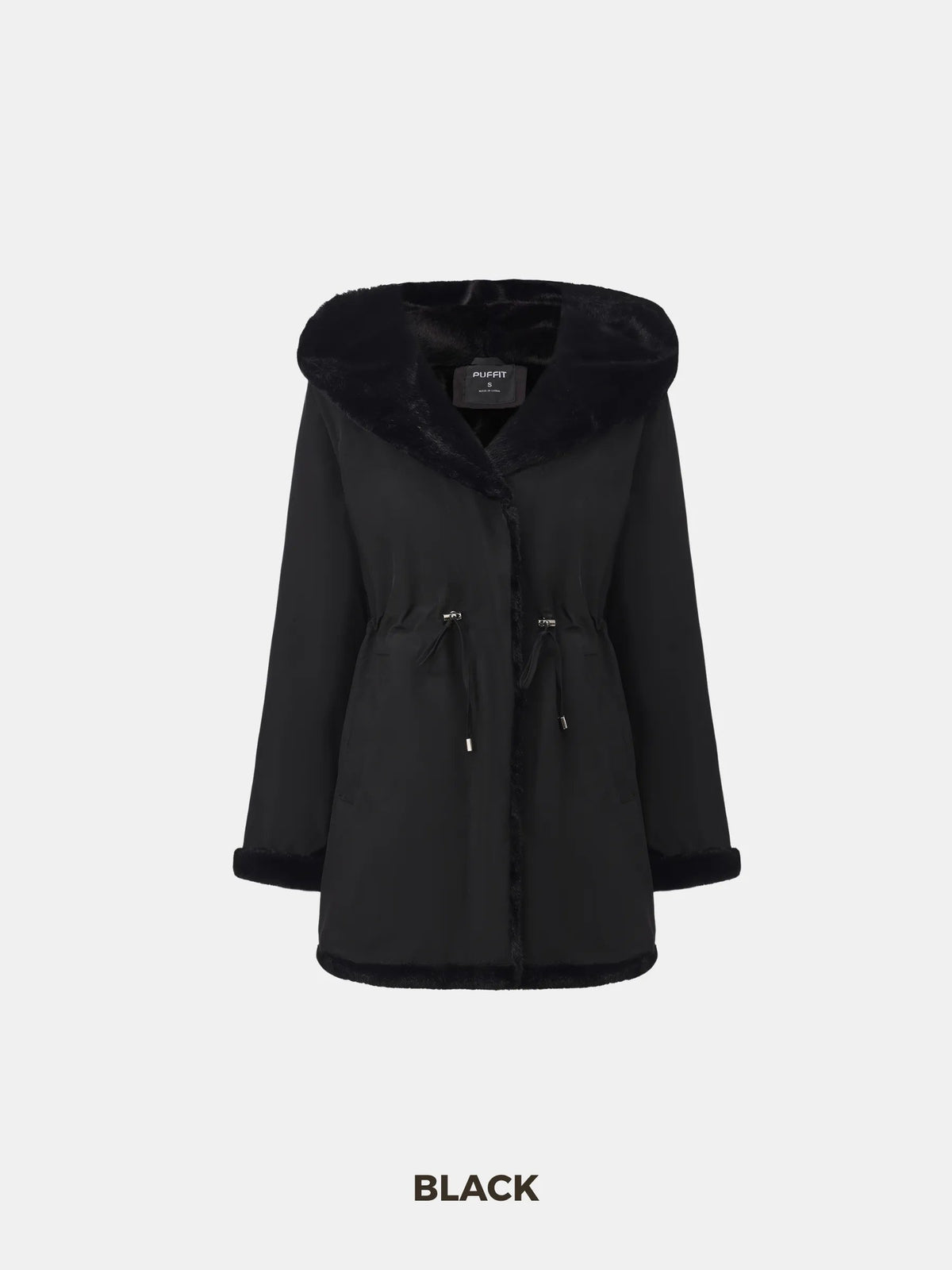 Faux Fur Lined Mid Length Rain Coat