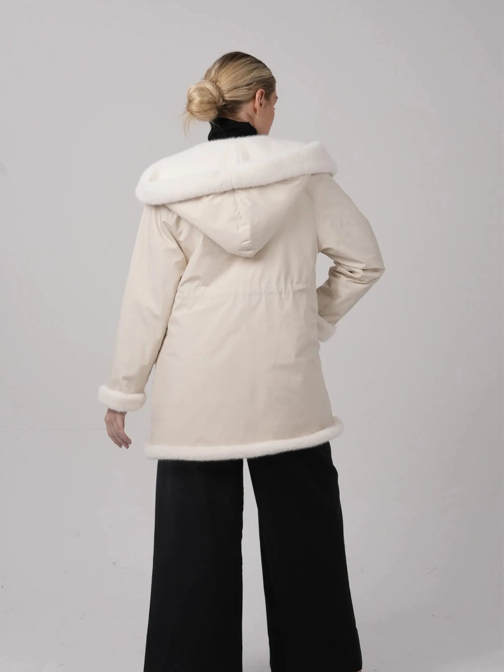 Faux Fur Lined Mid Length Rain Coat