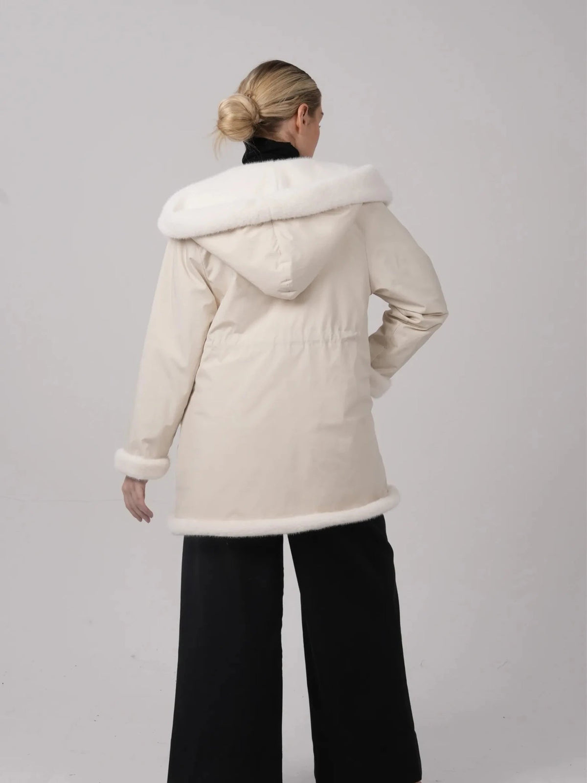 Faux Fur Lined Mid Length Rain Coat
