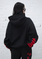 TEASE RHINESTONE KISS PULLOVER HOODIE BLACK