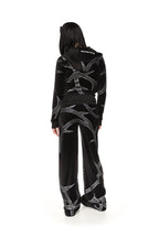 THORN RHINESTONE VELOUR SWEATPANTS BLACK