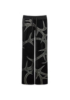 THORN RHINESTONE VELOUR SWEATPANTS BLACK