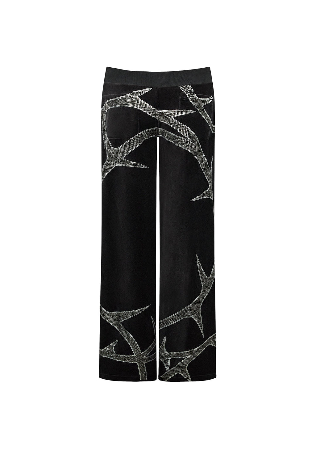 THORN RHINESTONE VELOUR SWEATPANTS BLACK