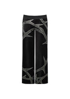 THORN RHINESTONE VELOUR SWEATPANTS BLACK
