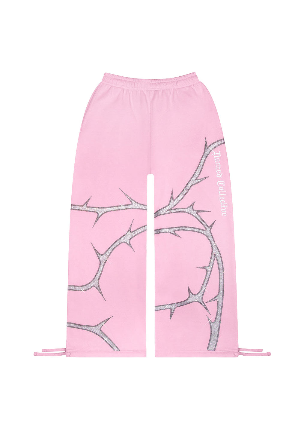 Pantalones de chándal extragrandes con pedrería THORN, rosa bebé