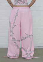 THORN RHINESTONE OVERSIZED SWEATPANTS BABY PINK