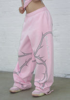 THORN RHINESTONE OVERSIZED SWEATPANTS BABY PINK