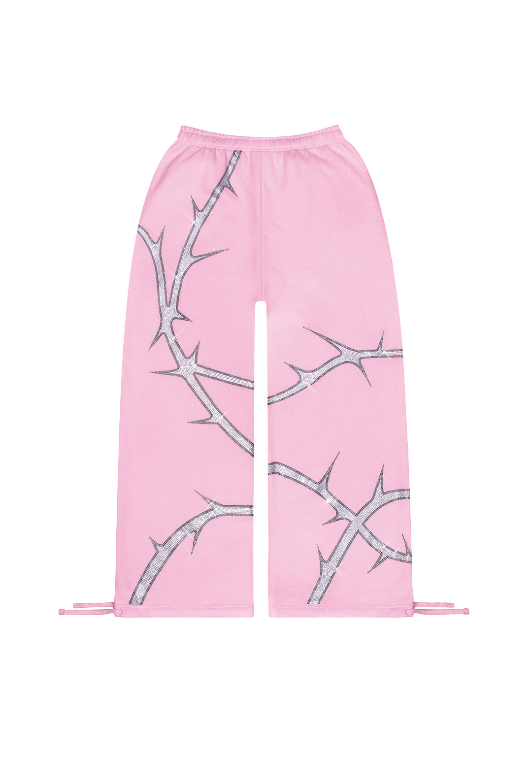 Pantalones de chándal extragrandes con pedrería THORN, rosa bebé