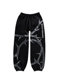 PANTALON DE JOGGING NOIR À STRASS MOTIF ÉPINE