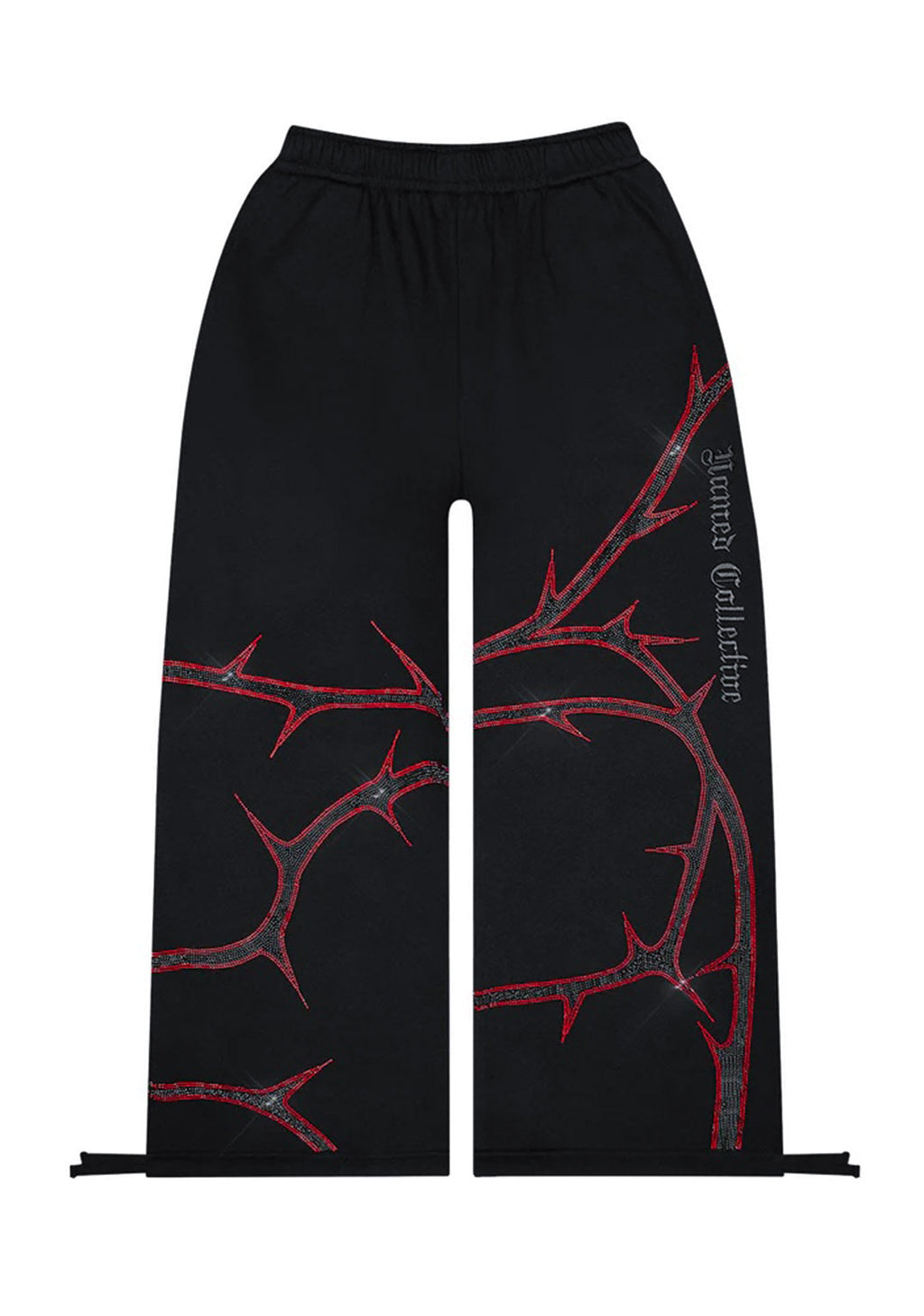 PANTALÓN DE CHÁNDAL THORN CON PEDRERÍA NEGRO Y ROJO
