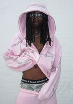 THORN RHINESTONE ZIP HOODIE BABY PINK