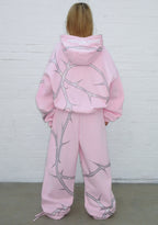 THORN RHINESTONE ZIP HOODIE BABY PINK