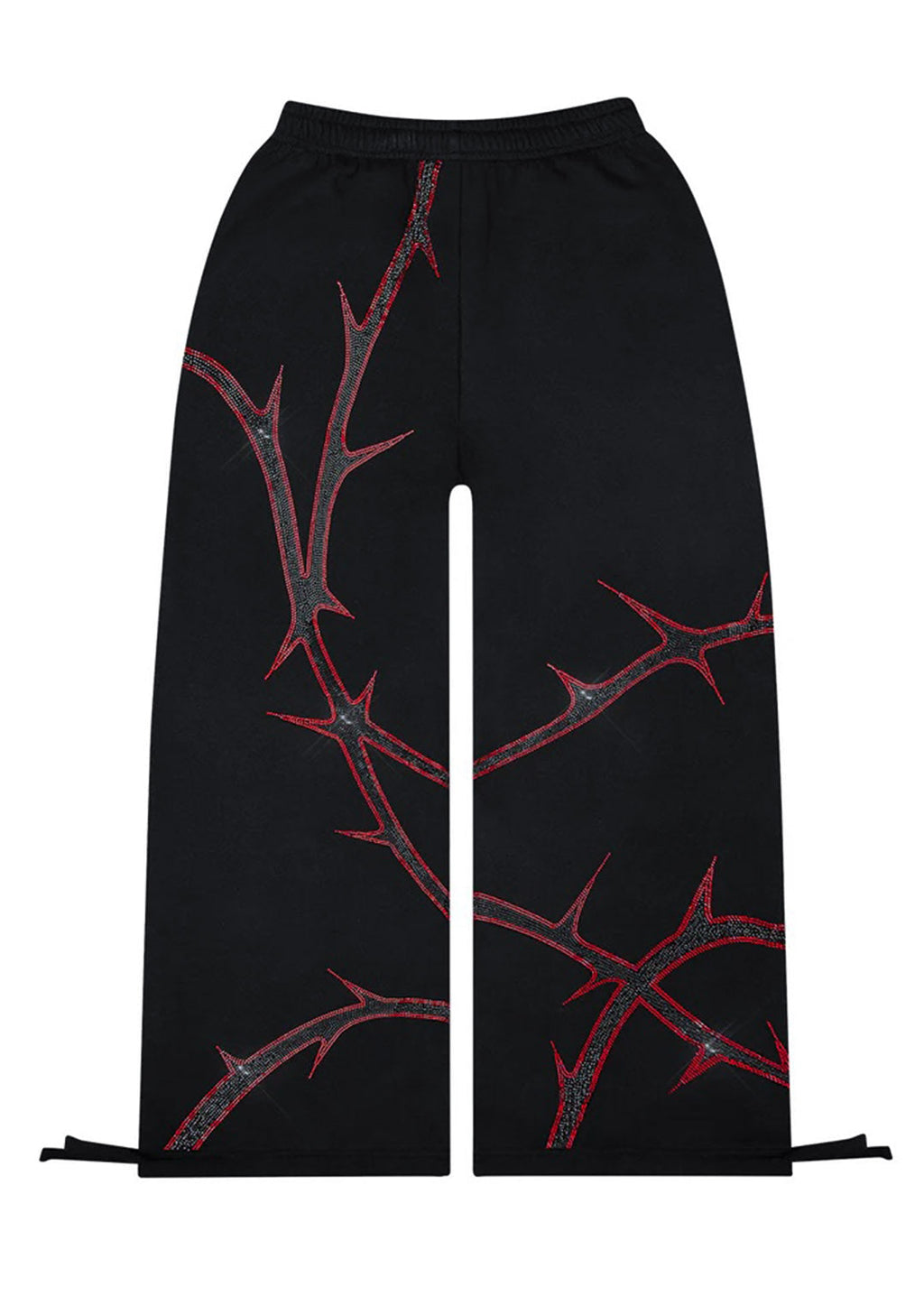 PANTALÓN DE CHÁNDAL THORN CON PEDRERÍA NEGRO Y ROJO
