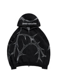 SWEAT À CAPUCHE ZIPPÉ À STRASS THORN NOIR