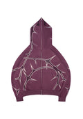 THORN STUDDED ZIP HOODIE CIEMNOFIOLETOWY