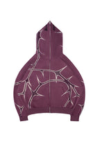 THORN STUDDED ZIP HOODIE DEEP PURPLE