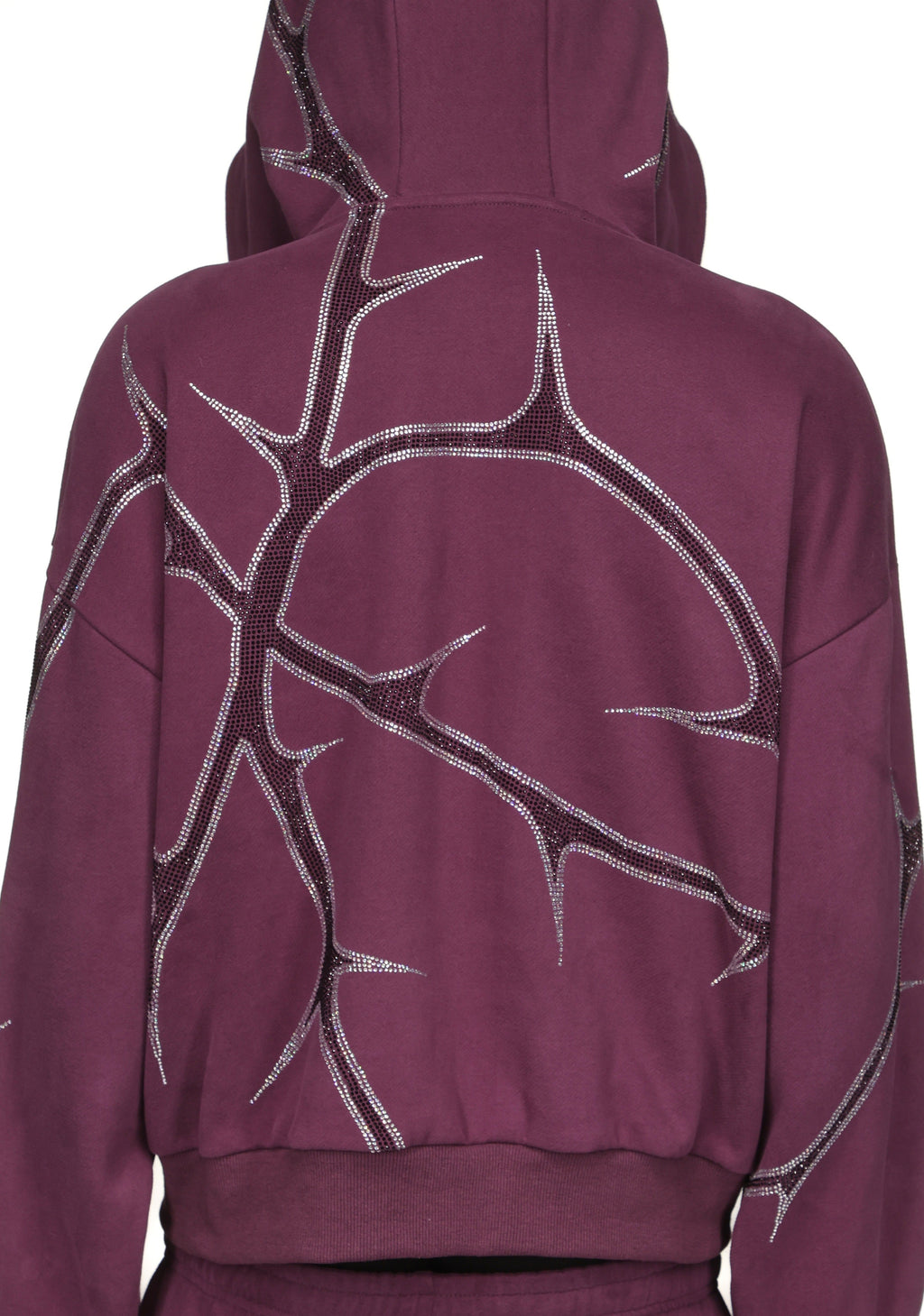 THORN STUDDED ZIP HOODIE CIEMNOFIOLETOWY