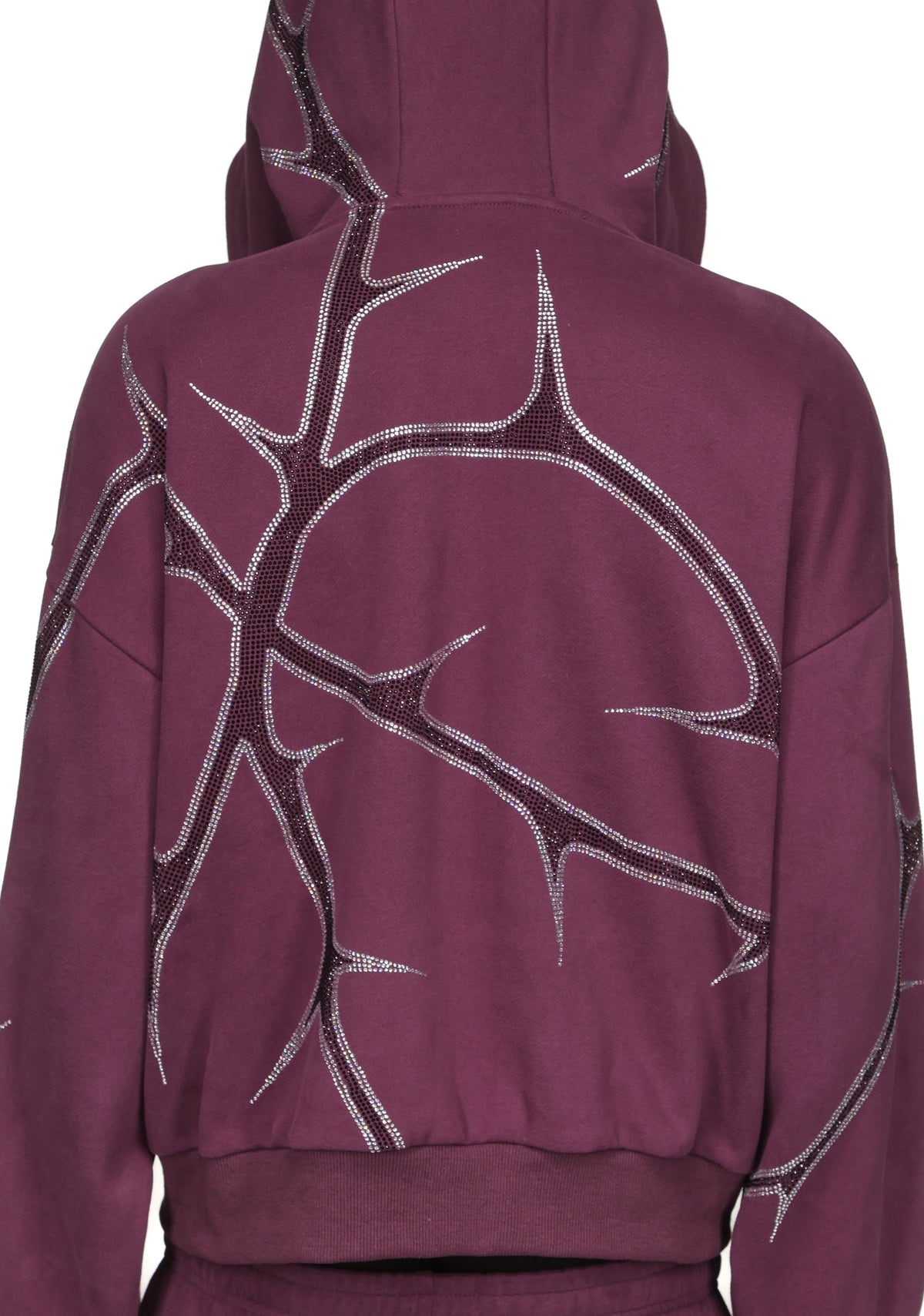 THORN STUDDED ZIP HOODIE CIEMNOFIOLETOWY
