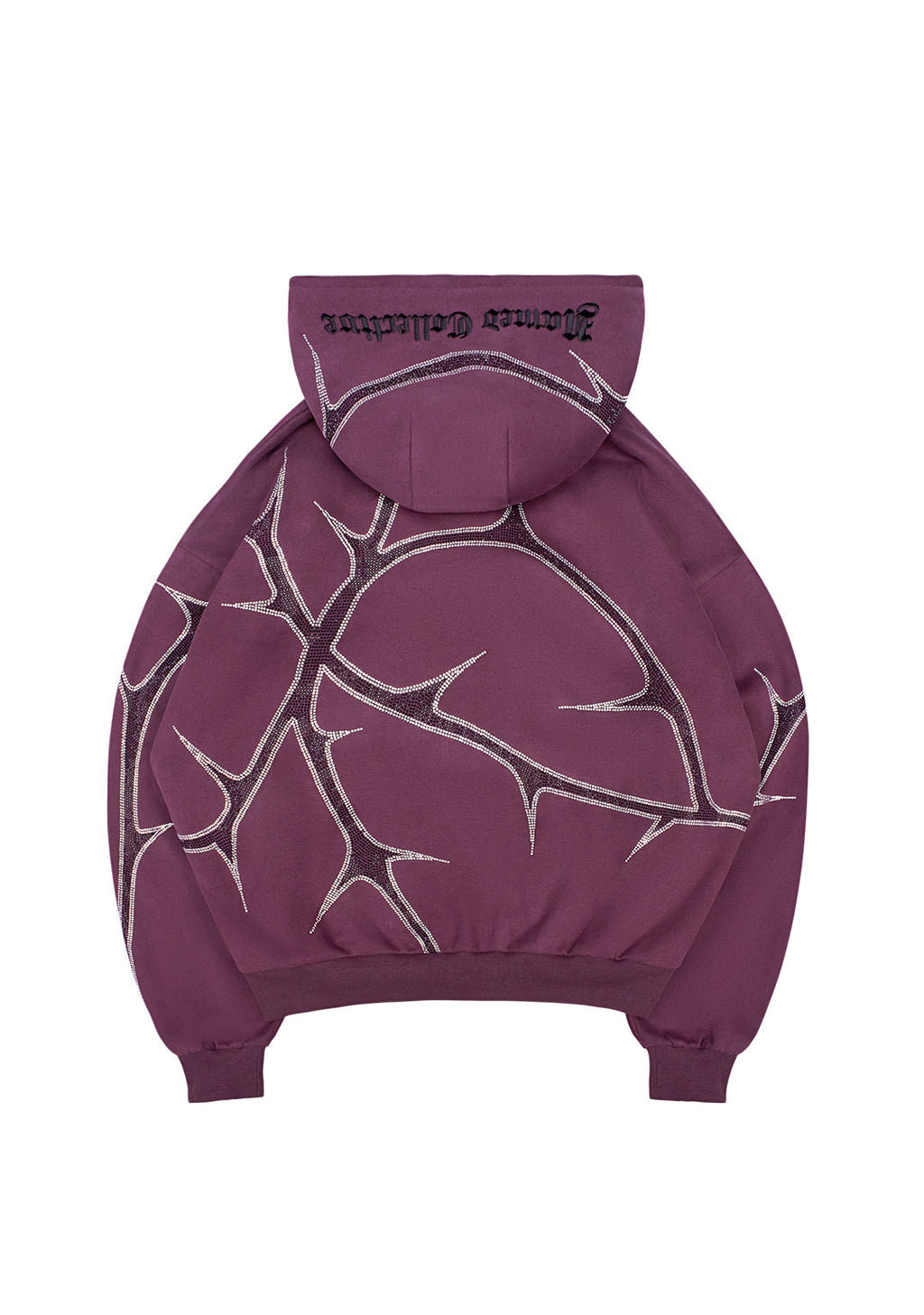 THORN STUDDED ZIP HOODIE CIEMNOFIOLETOWY